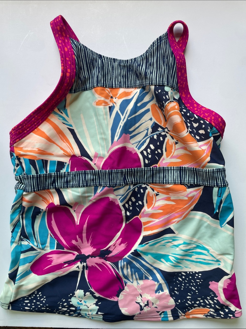 Athleta Floral Tankini Top in Magenta, Navy & Teal
